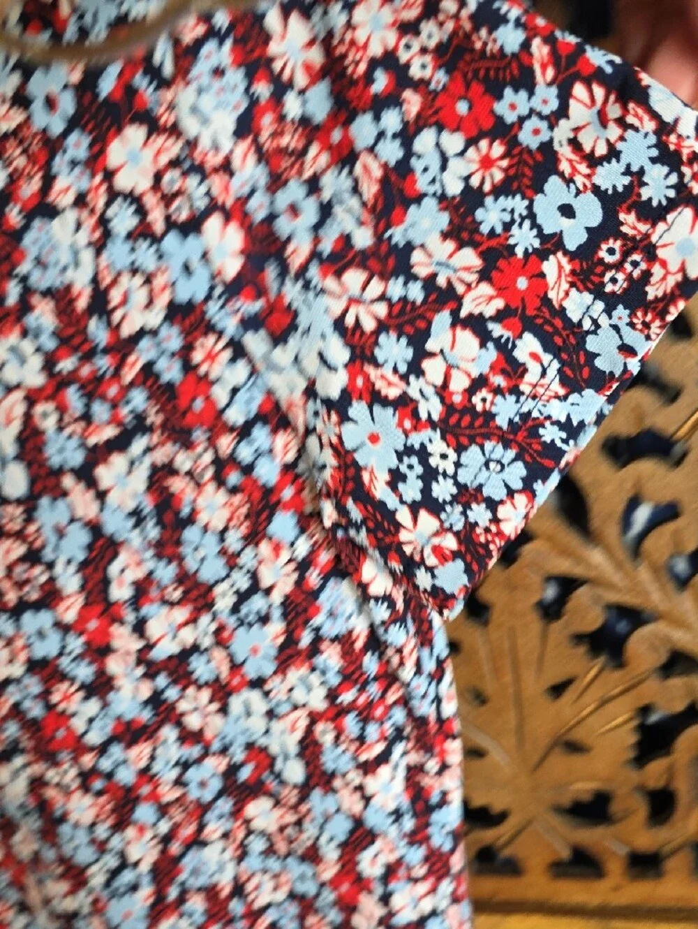 Michael Kors Navy Dress with Blue and Red Floral Print